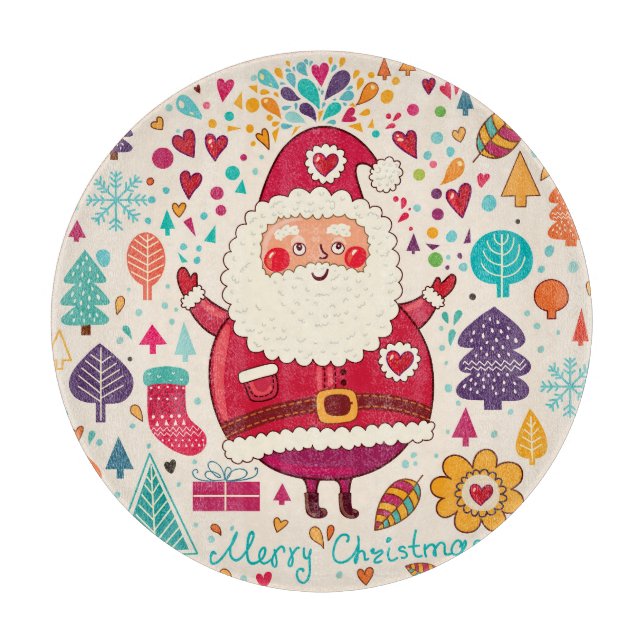 Lustige Oma-Klaus-Weihnachtsillustration Schneidebrett (Vorderseite)