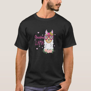 Lustige Oma Lama Boho Blumen Rosa Herz T-Shirt