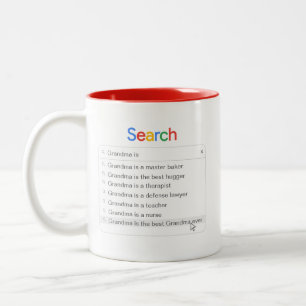 Lustige Oma-Suche Benutzerdefinierte Autocomplete- Zweifarbige Tasse