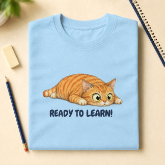 Lustige orange Katze bereit zu lernen zurück zur S T-Shirt