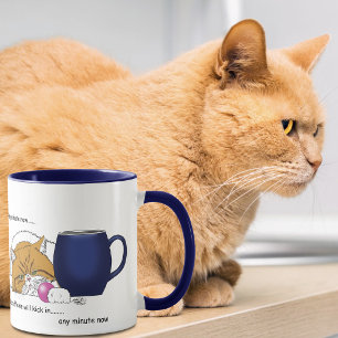 Lustige Orange Katze Blaue Kaffeetasse