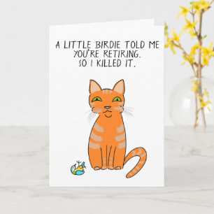 Lustige orange Katze Cartoon-Ruheständlerkarte Karte