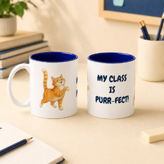 Lustige orange Katze, meine Klasse ist perfekt, na Zweifarbige Tasse
