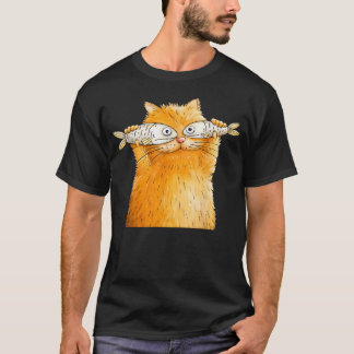 Lustige Orange Katze Mit Fischbrille T-Shirt