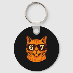 Lustige orange Katze singelt 67 Six Seven Meme  Schlüsselanhänger