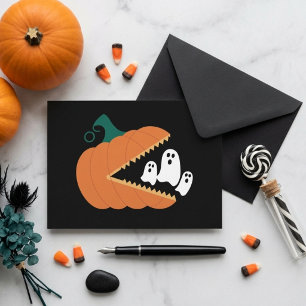 Lustige Orange Kürbis Süße Geister Halloween Kinde Postkarte