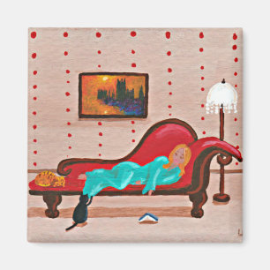 Lustige Orange Schwarze Katze Creationarts Magnet