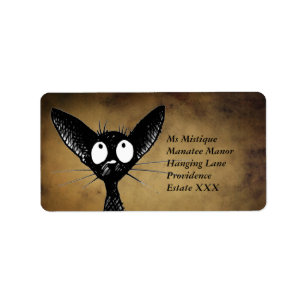 Lustige orientalische schwarze Katzen-Aufkleber Adressaufkleber