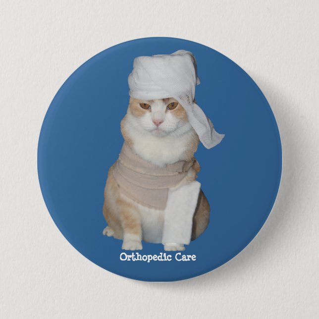 Lustige orthopädische Katze Button (Vorderseite)