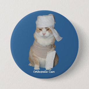 Lustige orthopädische Katze Button
