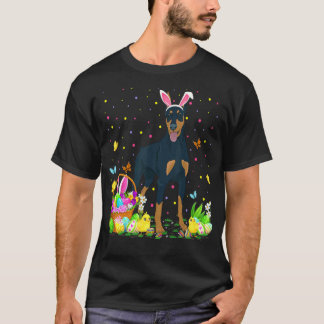 Lustige Ostereier jagender Dobermann Pinscher Hund T-Shirt