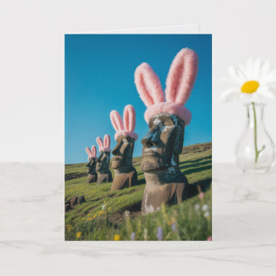 Lustige Osterinsel-Osterkarte Moai Humor Grüße Karte