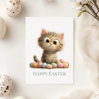 Lustige Osterkatze Flache Grußkarte Feiertagskarte