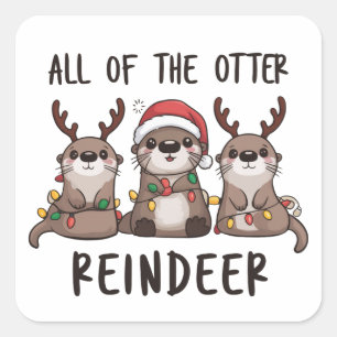 Lustige Otter-Rentiere Weihnachts-Tier Quadratischer Aufkleber
