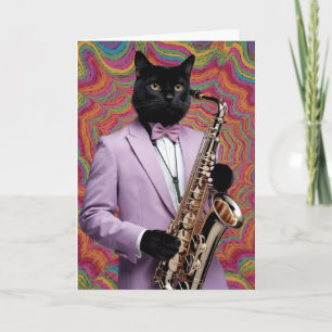 Lustige Panther-Saxophon-Grußkarte Karte