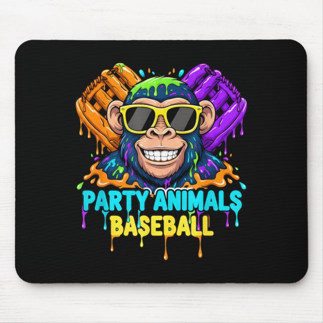 Lustige Partytier Baseballaffe Sommer Spaß Mousepad (Vorne)