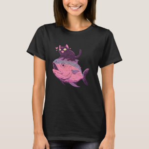 Lustige Pastell-Goth-Kawaii-Katze Reitet Einen Fis T-Shirt