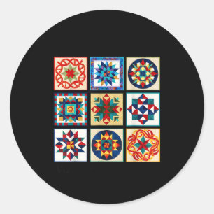 Lustige Patchwork-Näh-Quilt-Muster-Quilte Runder Aufkleber