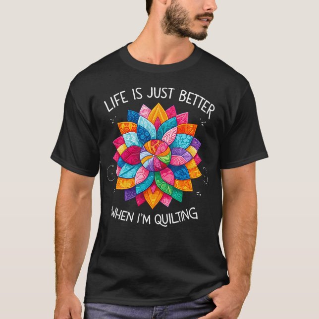 Lustige Patchwork-Näh-Strick-Quilter T-Shirt (Vorderseite)