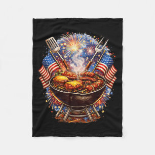 Lustige patriotische BBQ-Liebhaber 4. Juli USA-Fla Fleecedecke