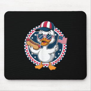 Lustige patriotische Ente USA-Flagge Hot Dog 4. Ju Mousepad
