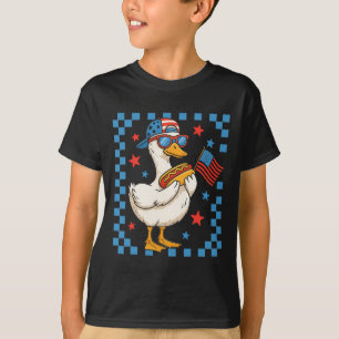 Lustige patriotische Ente USA-Flagge Hot Dog 4. Ju T-Shirt