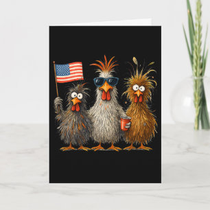 Lustige patriotische Hühner USA-Flagge 4. Juli chi Karte