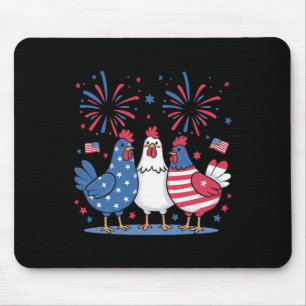 Lustige patriotische Hühner USA-Flagge 4. Juli chi Mousepad