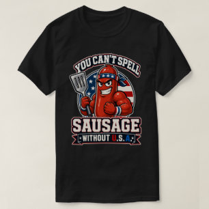 Lustige patriotische Muskelwurst BBQ Grillmeister T-Shirt