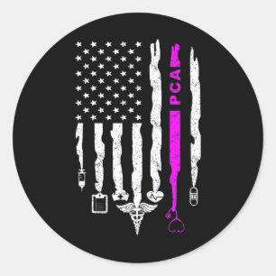 Lustige patriotische Pca USA-Flagge Nurses Week Ge Runder Aufkleber