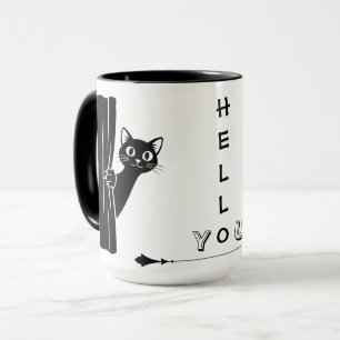 Lustige Peekaboo-Schwarzkatze-Tasse Tasse