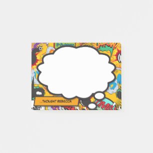 Lustige personalisierte farbenfrohe Comic-Denkblas Post-it Klebezettel