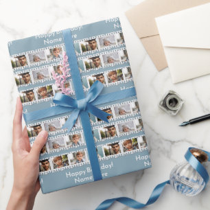 Lustige personalisierte Geburtstags-12-Foto-Filmne Geschenkpapier