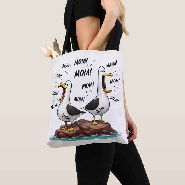 Lustige personalisierte Möwe-Mutter Tasche (Von Nahem)