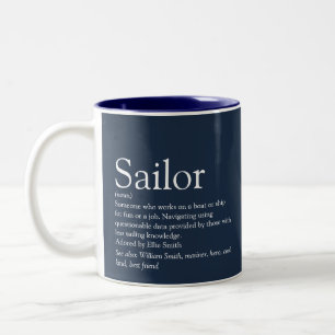 Lustige personalisierte Seemann-Definition Navy Bl Zweifarbige Tasse