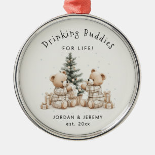 Lustige personalisierte Zwillings-Trinkkumpel Weih Ornament Aus Metall