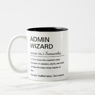 Lustige persönliche Admin-Zauberer-Definition Zweifarbige Tasse
