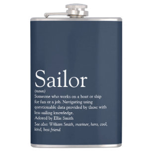 Lustige persönliche Seemann-Definition Navy Blau Flachmann