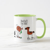 Lustige Pferde-u. Lama-Cartoon-Tasse