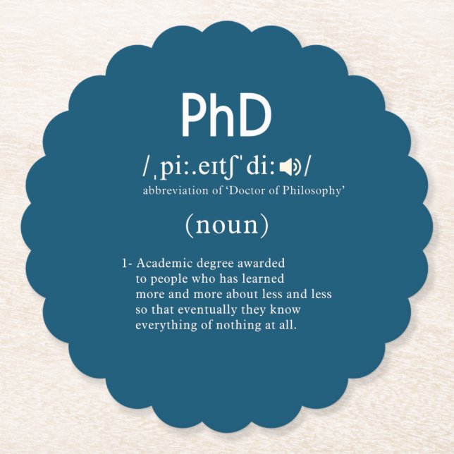 lustige Phd-Definition rund Untersetzer (Vorderseite)