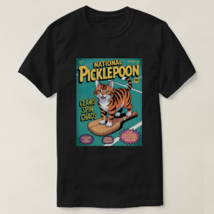 Lustige Pickleball-Krallen-Spinnchaos-Katzen-Padde T-Shirt