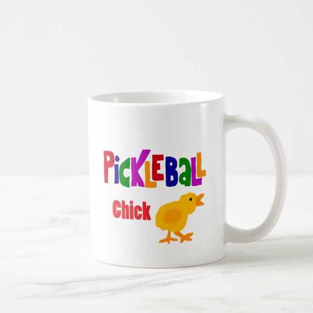 Lustige Pickleball Küken-Kunst Kaffeetasse (Rechts)