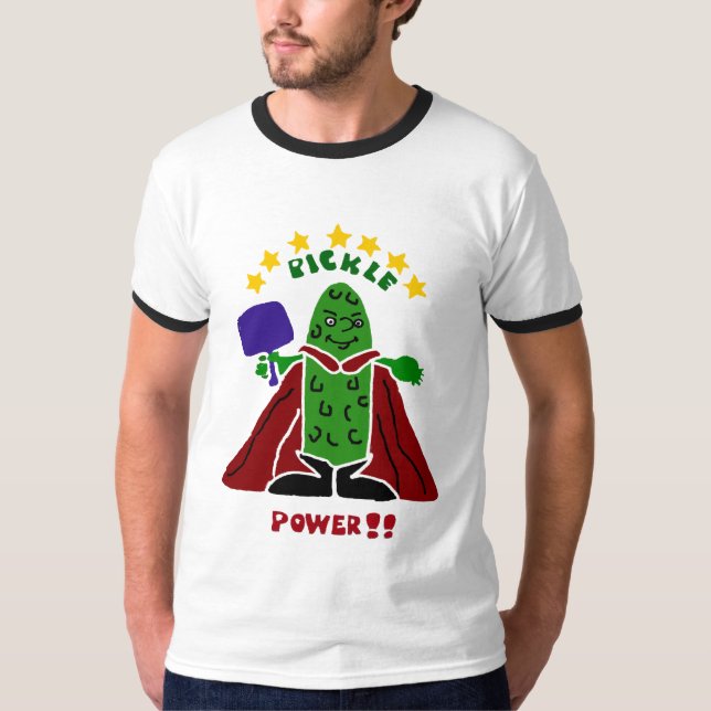 Lustige Pickleball Superheld-Essiggurke T-Shirt (Vorderseite)
