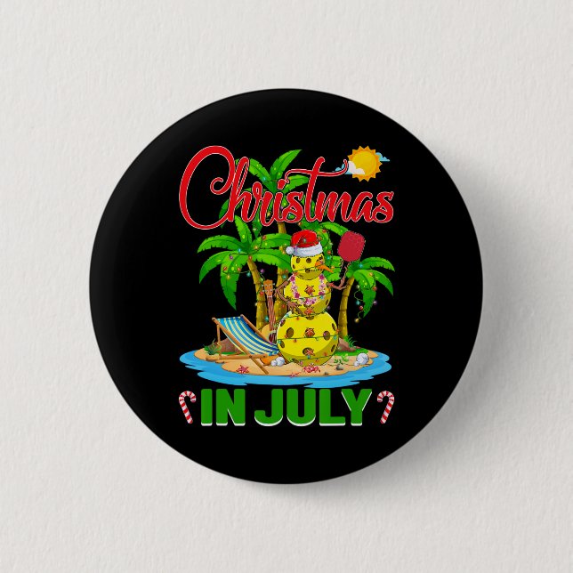 Lustige Pickleball Weihnachtsmannmütze Hawaiianisc Button (Vorderseite)