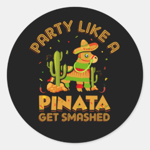 lustige Pinata Wortart Fiesta Runder Aufkleber