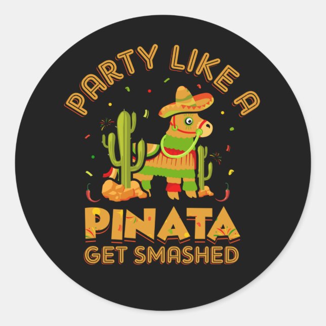 lustige Pinata Wortart Fiesta Runder Aufkleber (Vorderseite)