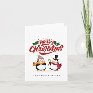 Lustige Pinguin-Weihnachtskarte, Frohe Weihnachten