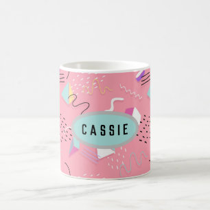 Lustige Pinke 1990er Jahre Retro-Grafiken Kaffeetasse