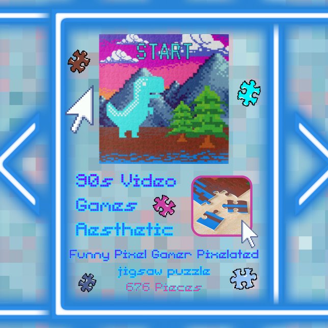 Lustige Pixel Gamer Pixelart-Dinosaurier-Illustrat (Funny Pixel Gamer Pixelated- Dinosaur Illustration 20" x 20"Jigsaw Puzzle with Gift Box, 676 Pieces.)