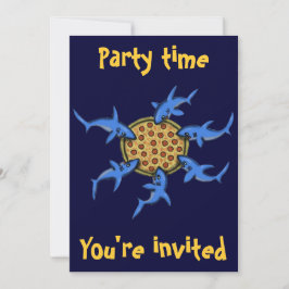 Lustige Pizza, die Haifisch-Party Einladungskarte